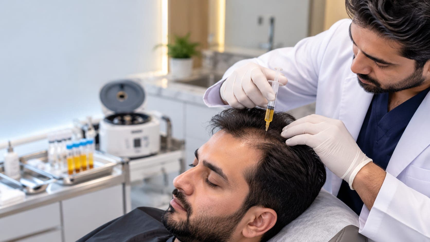 PRP hair treatment being performed at a professional hair clinic in Lahore